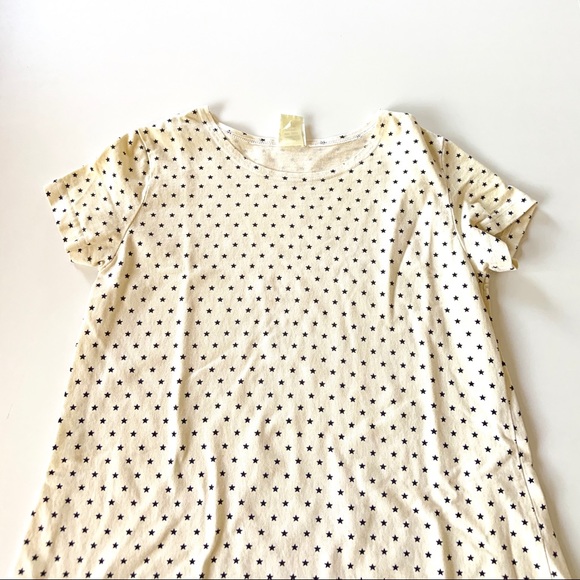 Vintage Hot Cotton T-shirt Dress Ivory Navy Star M - Picture 4 of 6